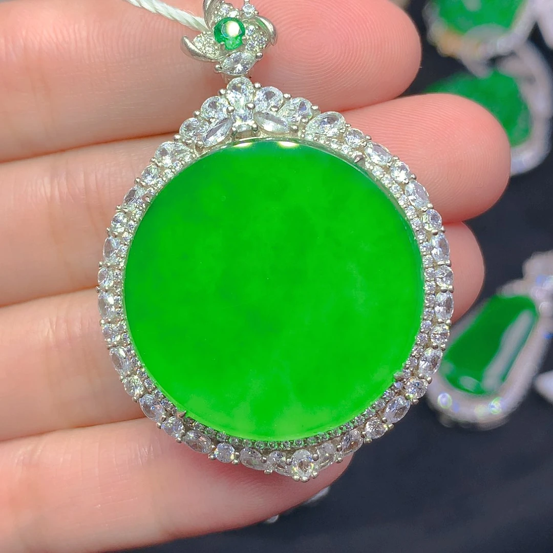 翡翠银S925镶嵌吊坠(不含链)吊坠