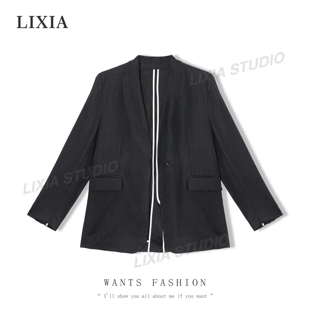 LIXIA【名媛风】气质名媛吉拉贵气大女主亚麻外套-3549