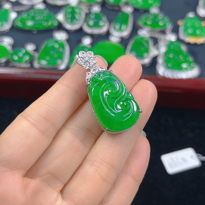 翡翠银S925镶嵌吊坠(不含链)