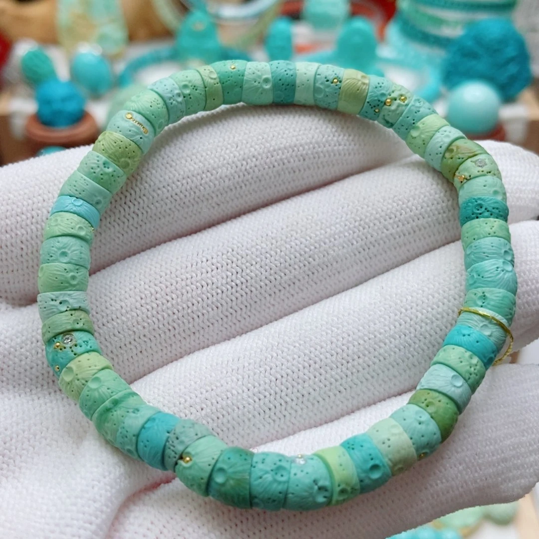 绿松石未镶嵌菜籽黄大肠手串6.5m