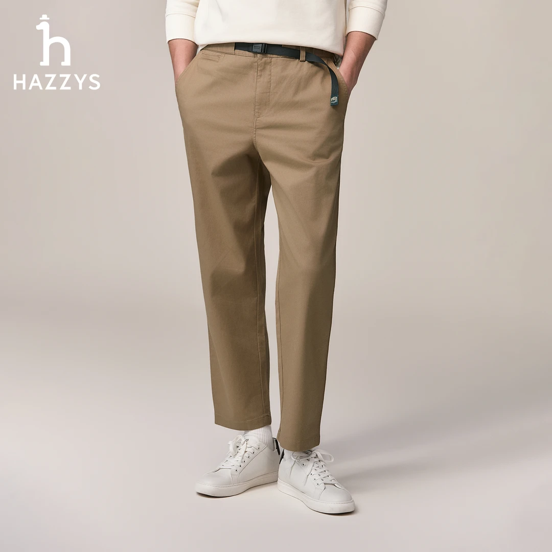 【PHIZ】HAZZYS哈吉斯秋冬季时尚卡其色休闲裤男士潮流通勤长裤子