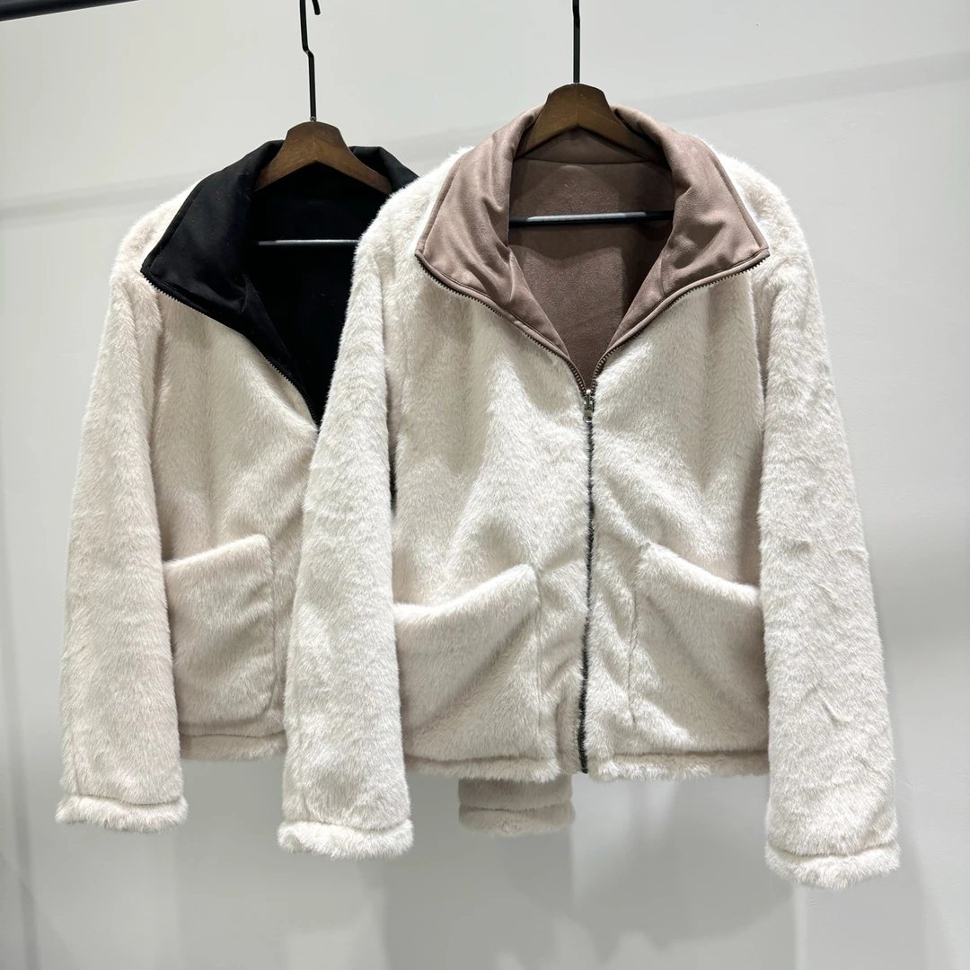 男士个性简约座山雕毛毛夹克潮流INS休闲美式冬季百搭保暖外套