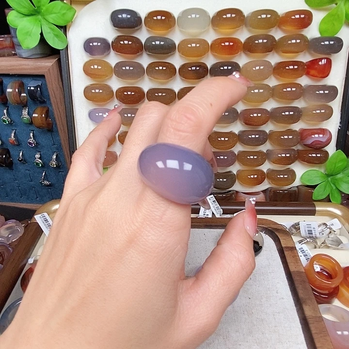 超***买玛瑙/玉髓合金戒指