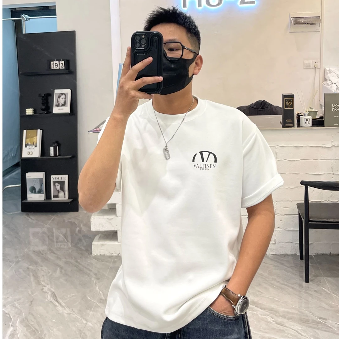 【重磅380克】胸口印花潮牌图案正肩短袖T恤情侣早春圆领厚半袖男士