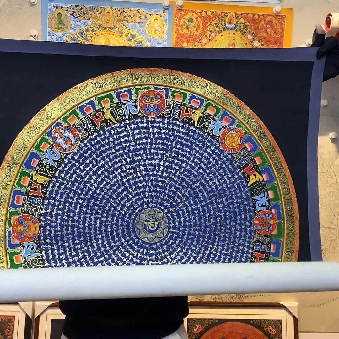 卷轴画纯手绘六字真言唐卡70尺