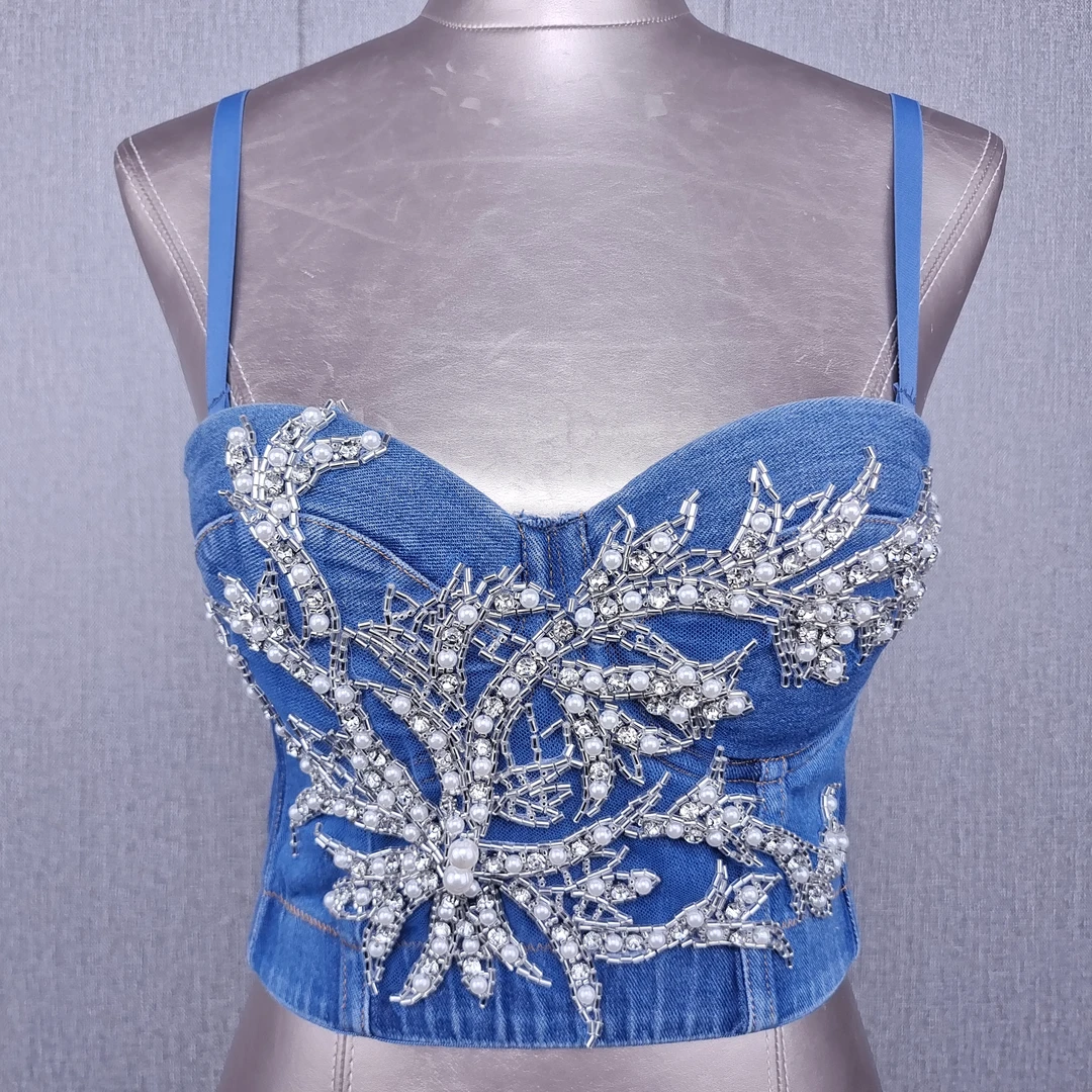 999#牛仔管珠花吊带DB1139