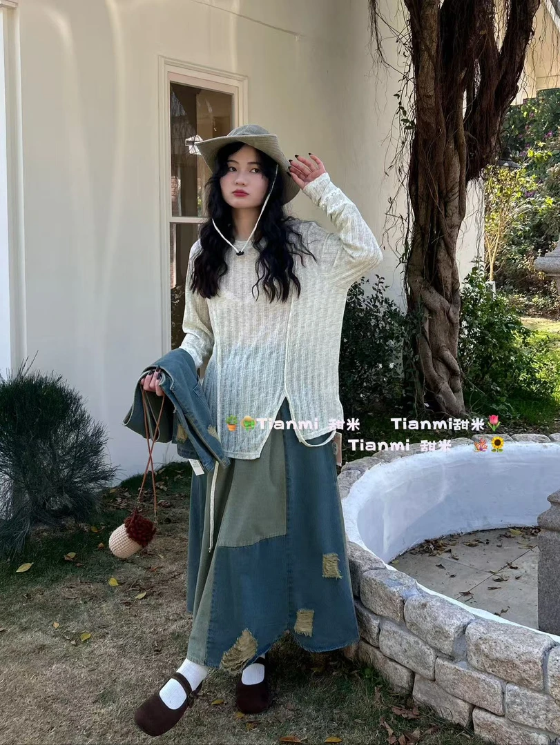 叨叨推荐款 TM#85131#针织开衩上衣（春季新款）X
