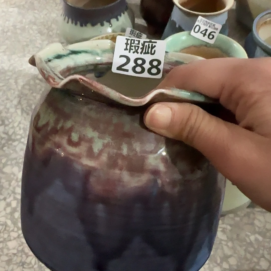 瓷片景德镇手工花盆瑕疵