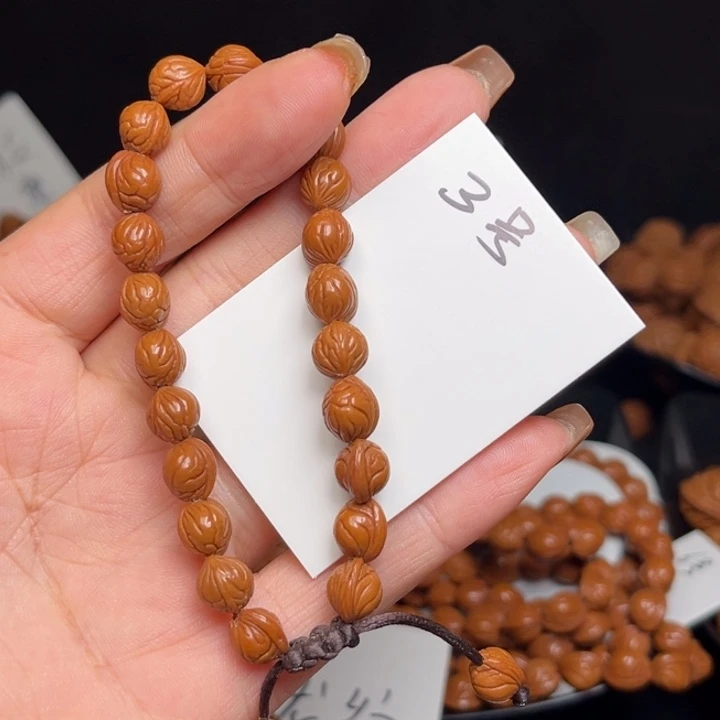 风***生桃核吊坠小龙纹08左右手串