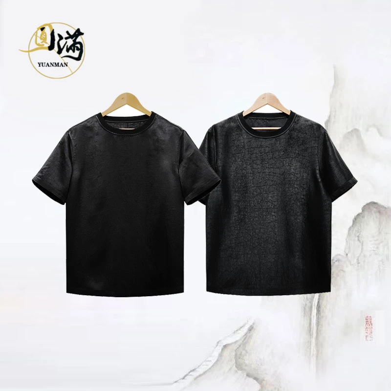 [圆满香云纱]桑蚕丝油光老缎龟双面双穿夏款T恤TX5422HS