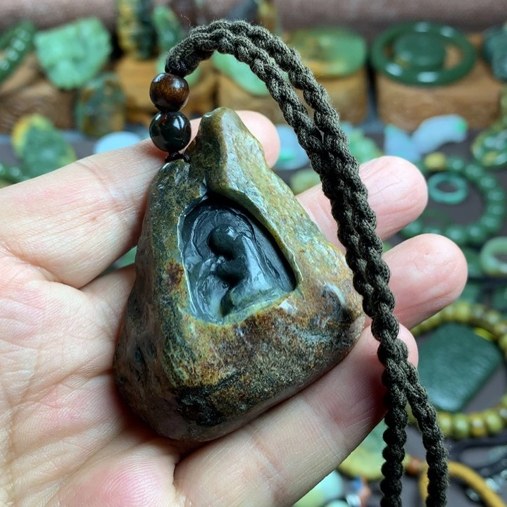 岫岩河磨玉（透闪石质玉）未镶嵌吊坠(赠链)