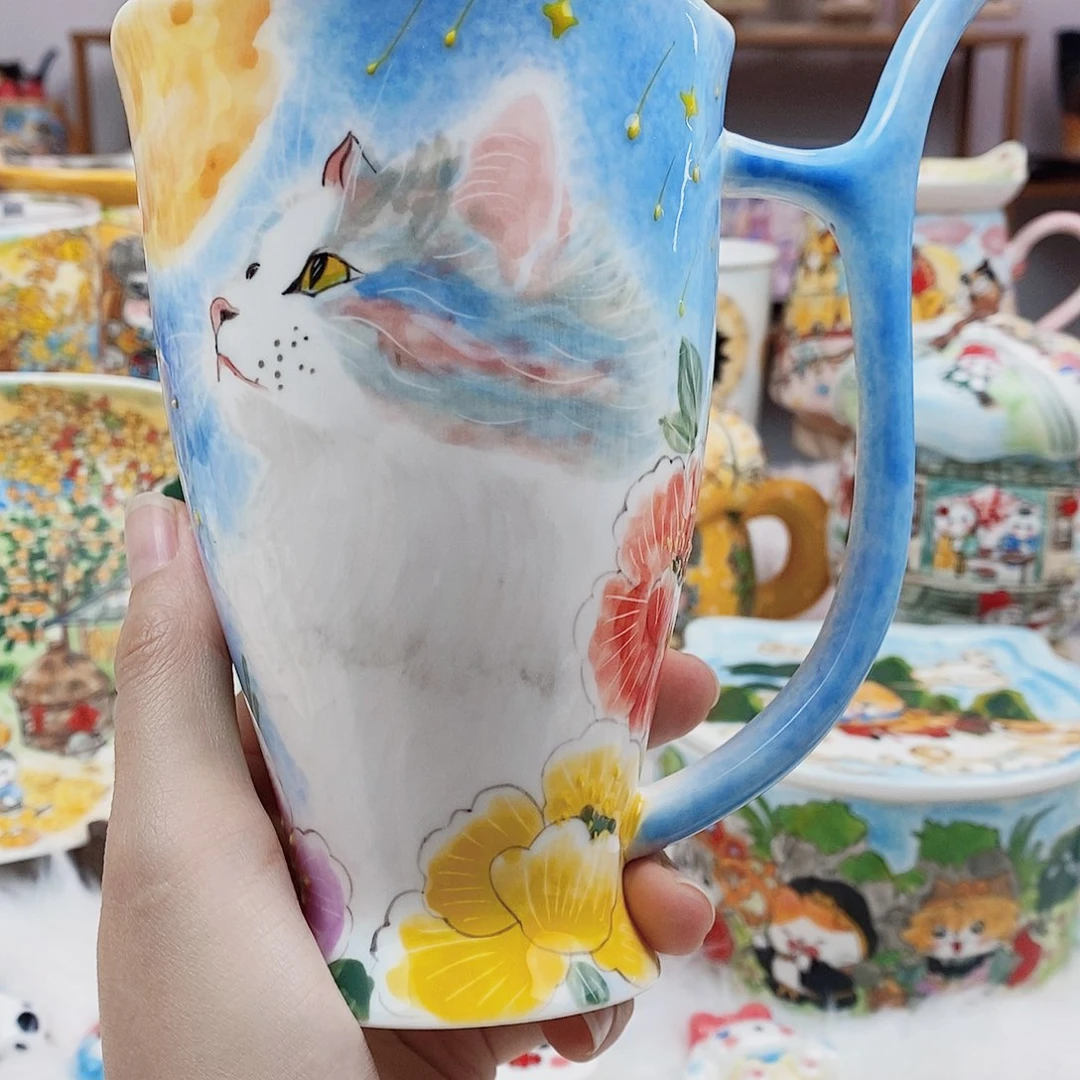 瓷片董董文创手绘陶瓷