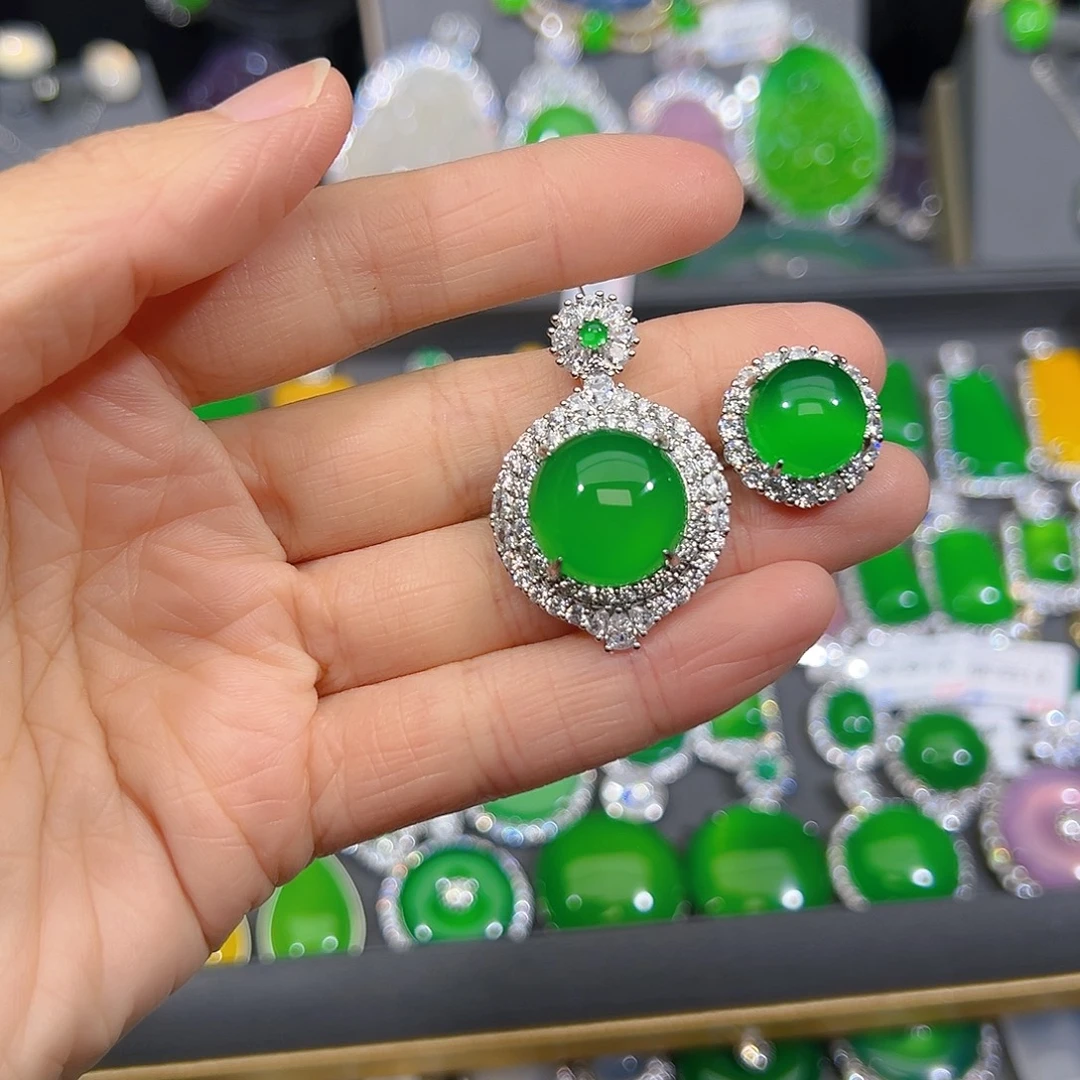 玛瑙/玉髓合金耳钉