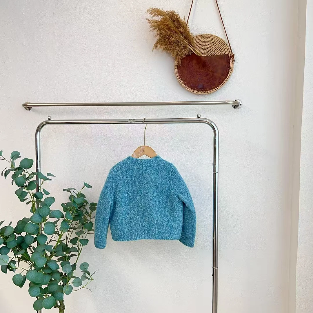 1408祖孔雀蓝毛呢大衣