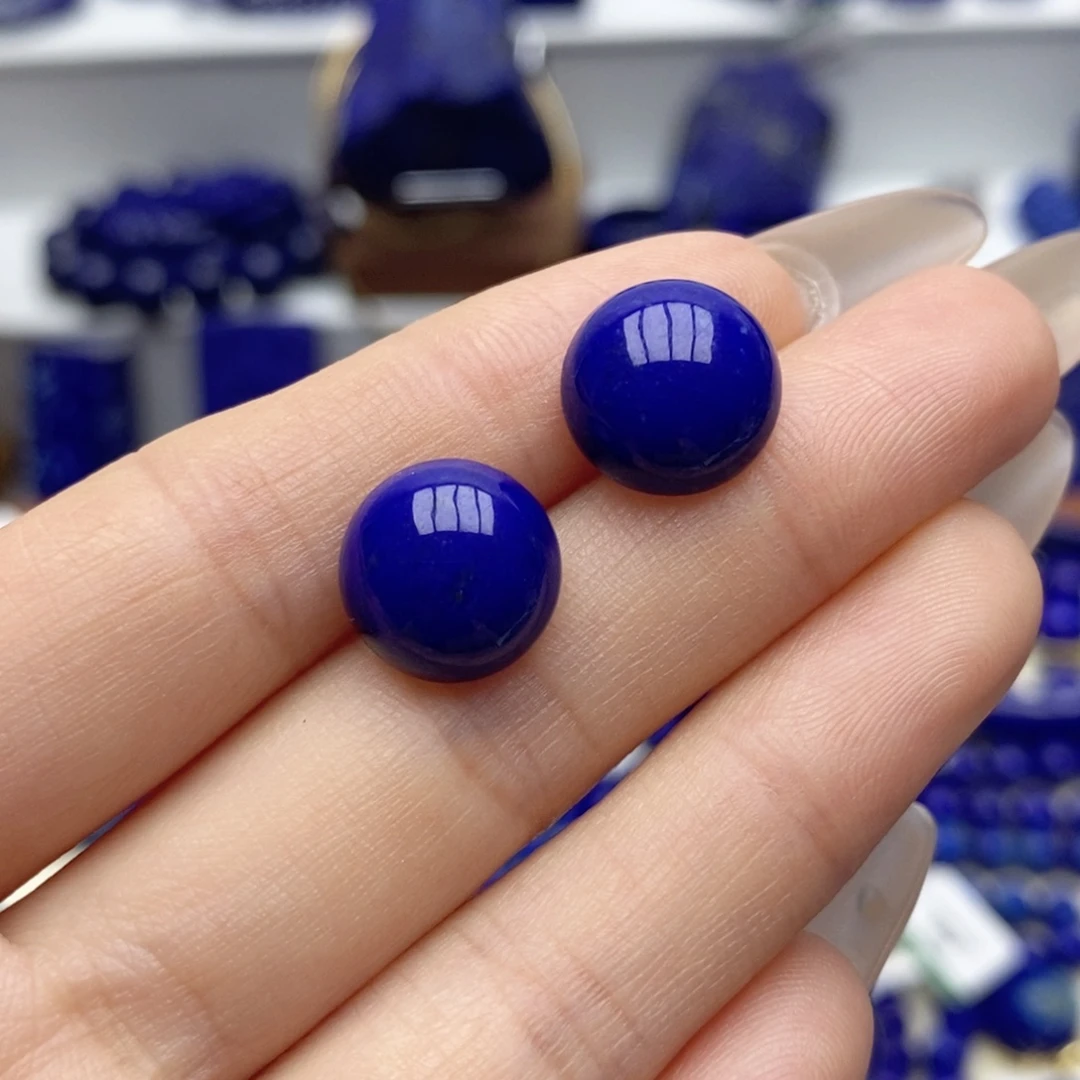 青金石未镶嵌耳饰