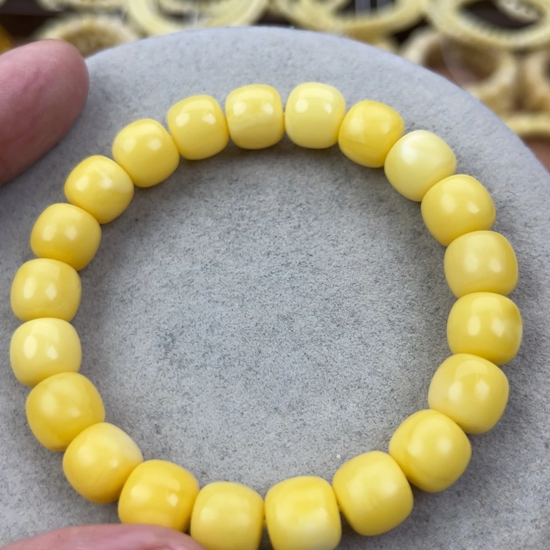 蜜蜡未镶嵌手串纯天然俄料奶黄10.2腕口17+
