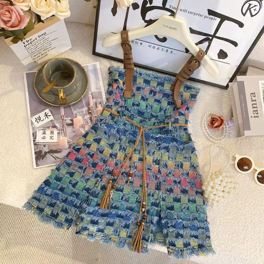 M夏季2025女宝碎花复古吊带背心裙新中式公主裙8499