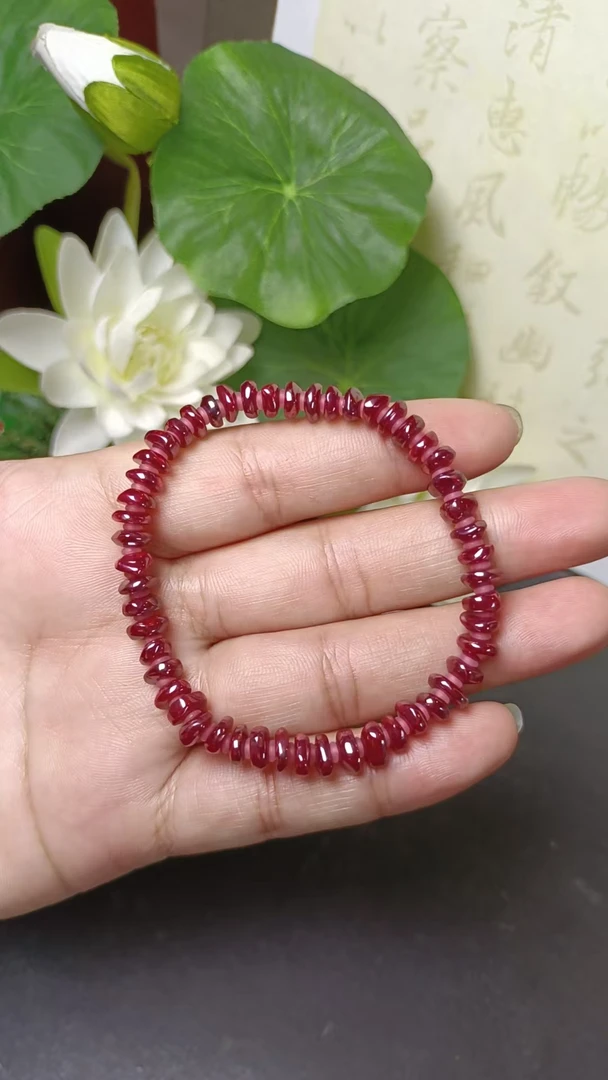 含辰砂工艺品辰砂晶体算盘珠随型手串