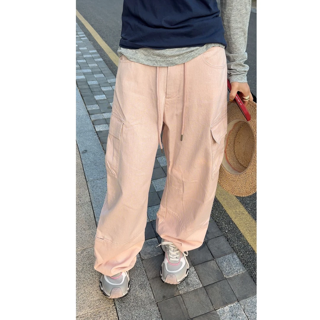 LYXZ x 大小与【宾果】春季新款设计师潮流腰抽带工装休闲裤76232