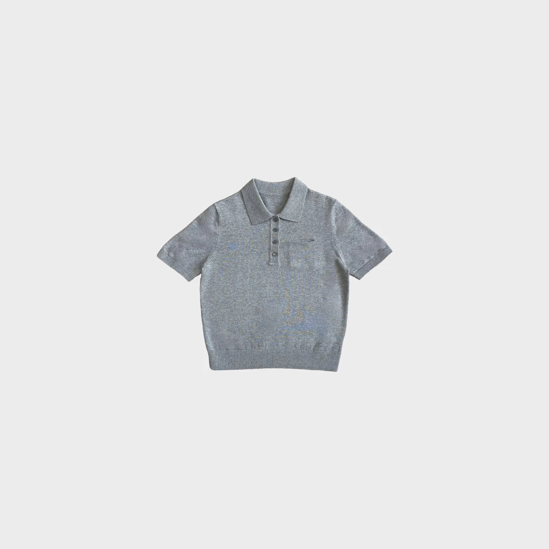 潇潇studio-   港岛夏日 春夏女装Polo领高级感针织短袖