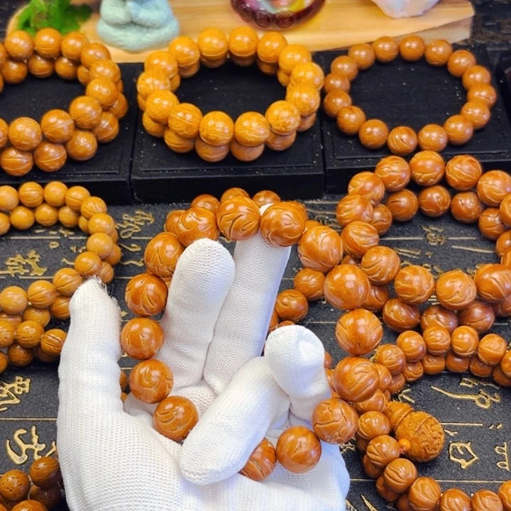 桃核手串好**脱15尺寸龙文37颗