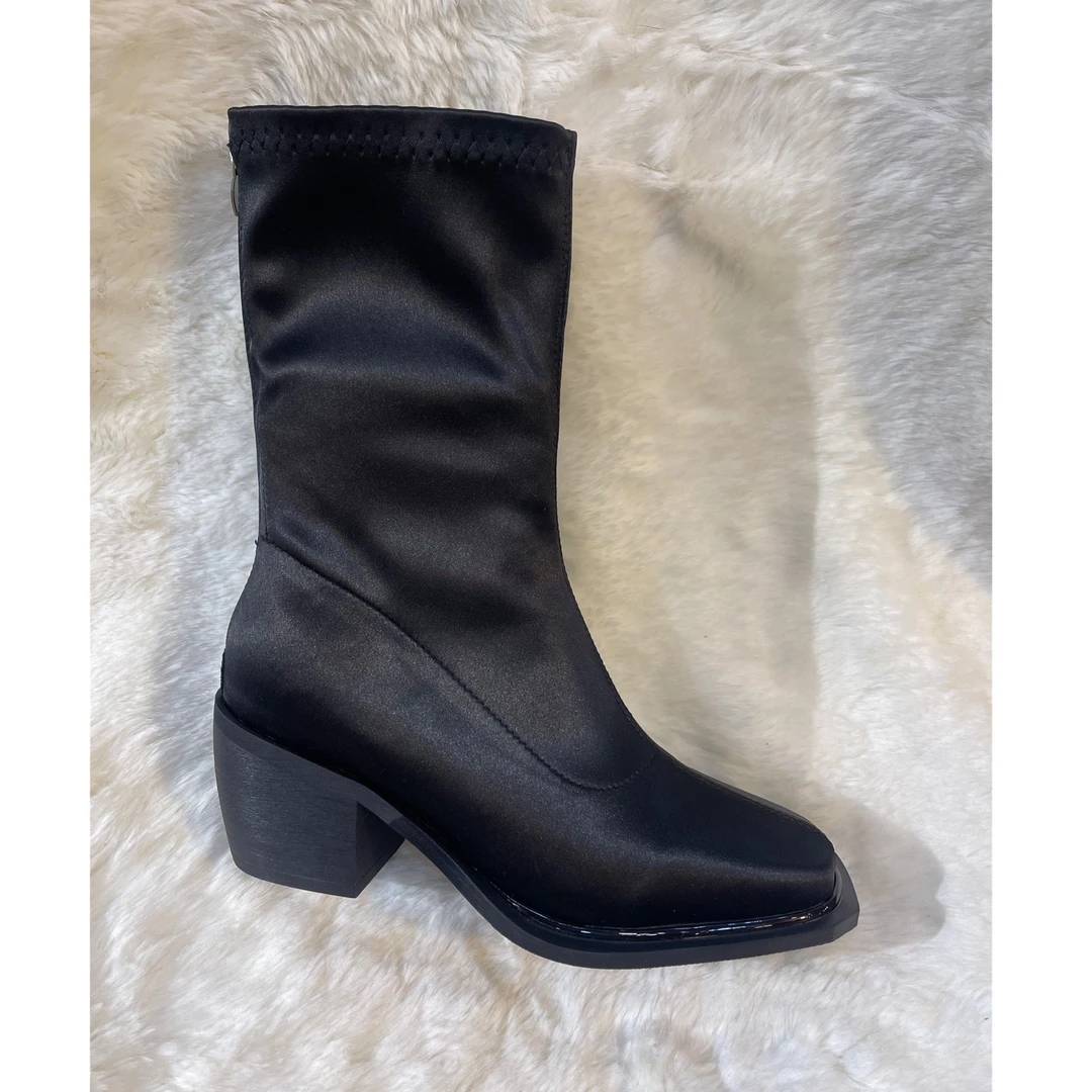 新款弹力袜靴2025爆红款后拉链时尚高级感拉满休闲款百搭