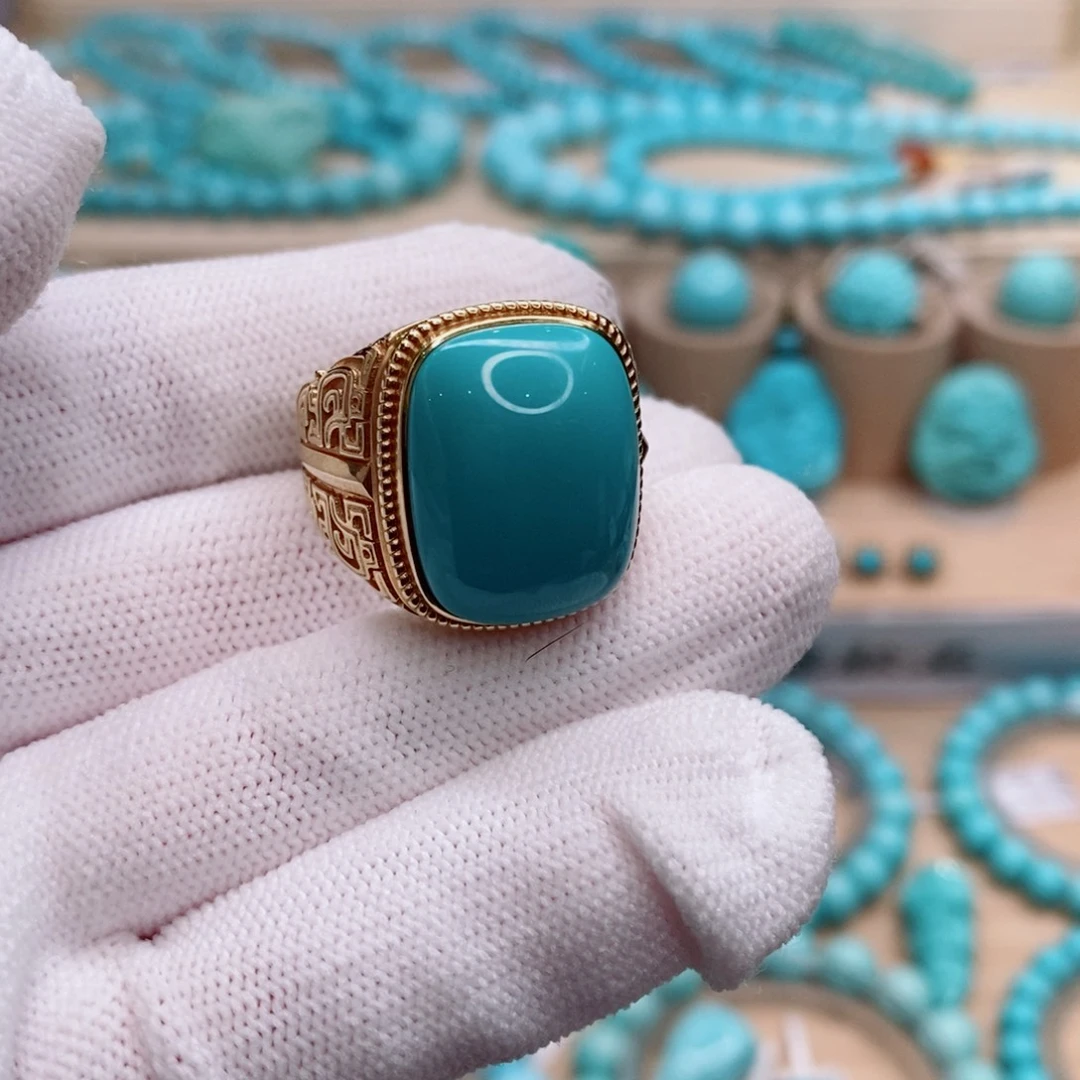 绿松石18K金镶嵌珠宝奇石