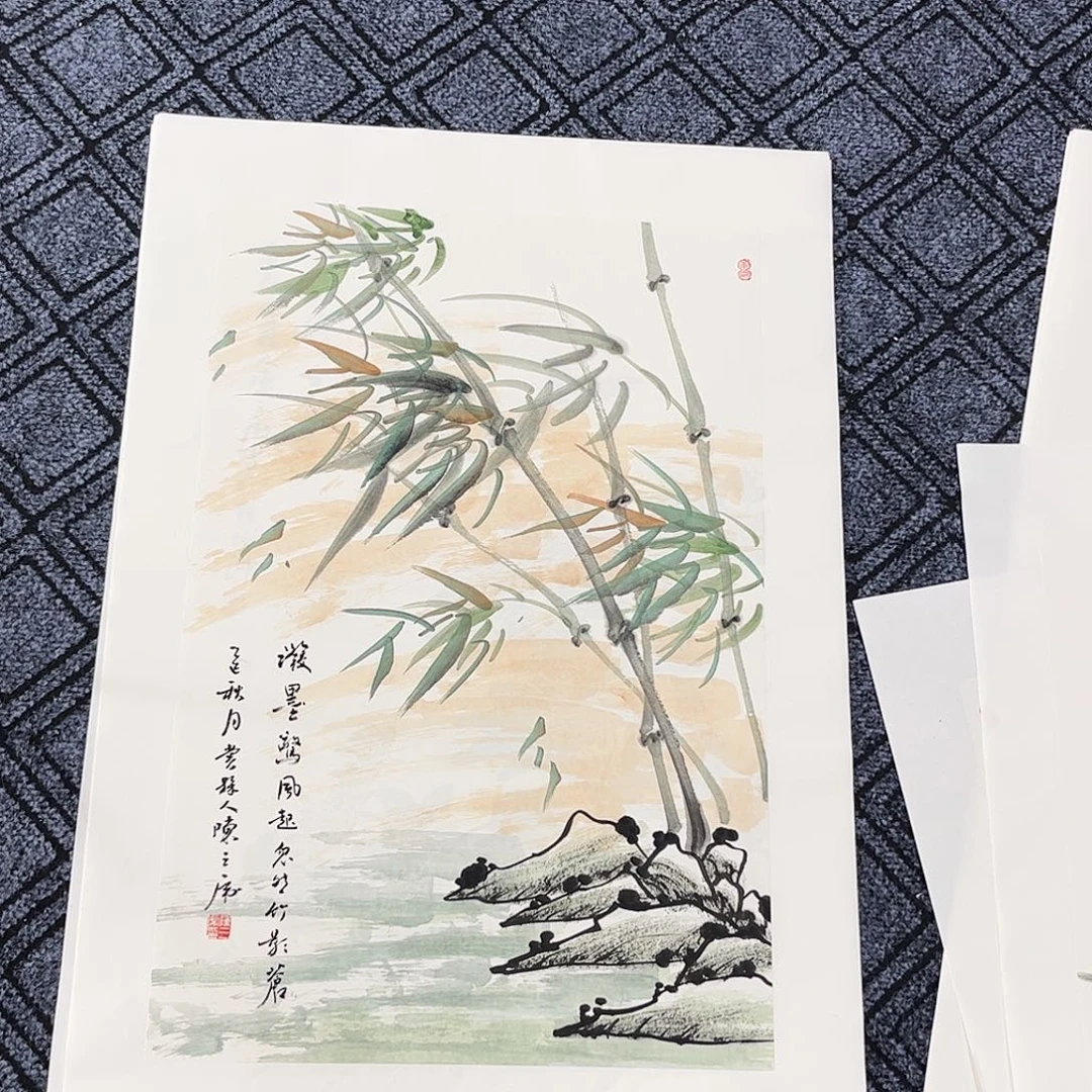 国画陈三虎老师四尺三开花鸟奇