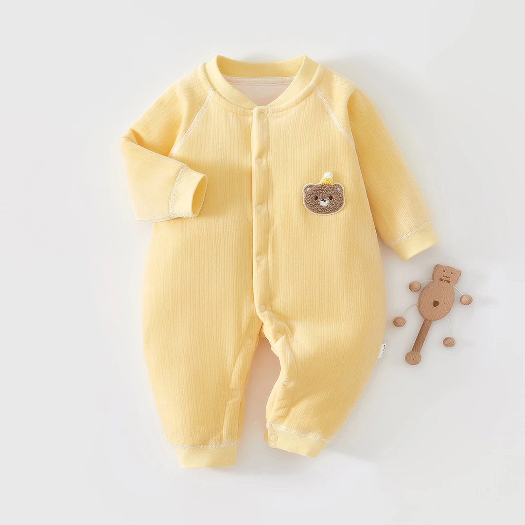 婴儿连体衣加厚保暖新生儿衣服宝宝秋冬无骨哈衣40克夹棉外出服