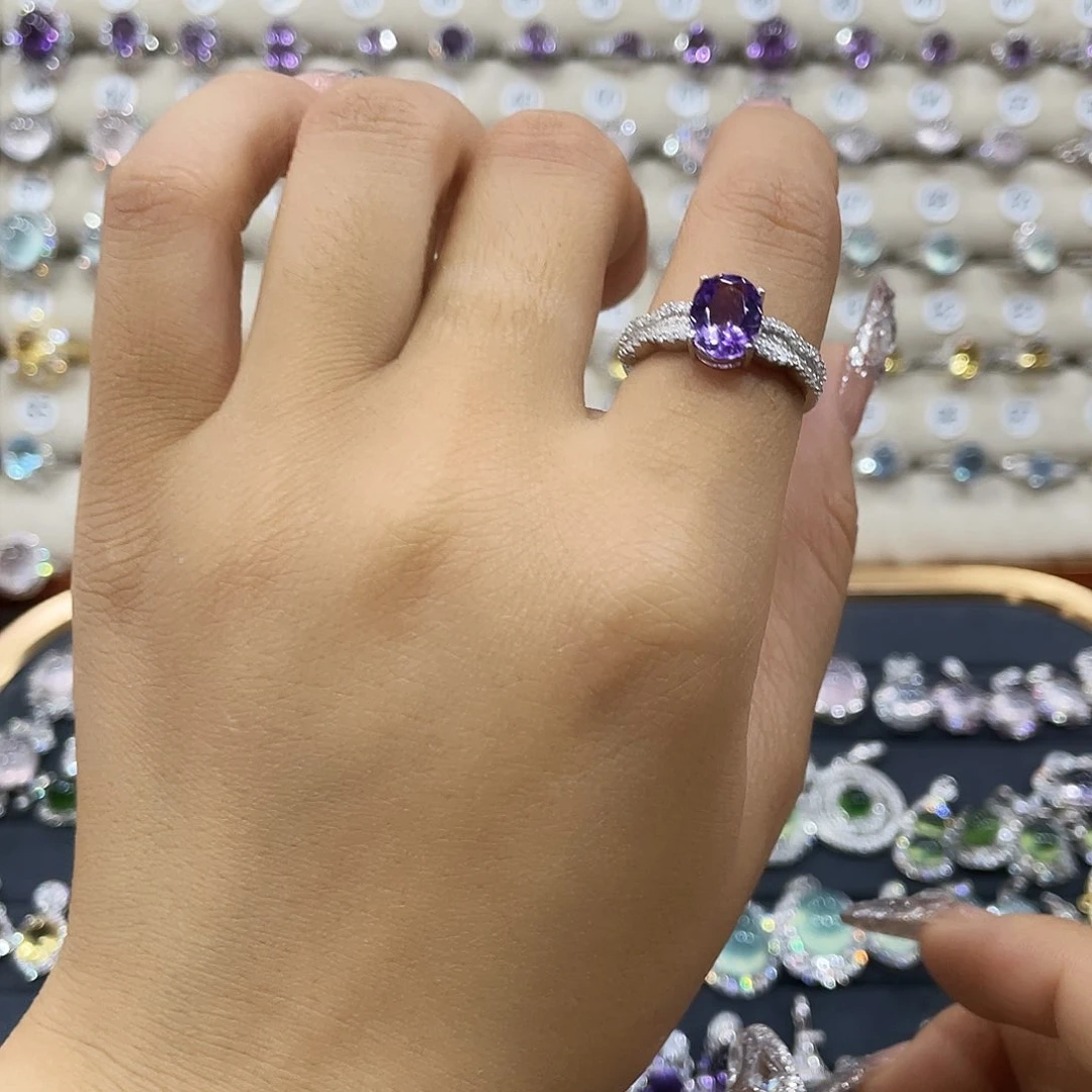 紫晶耳饰银S925镶嵌