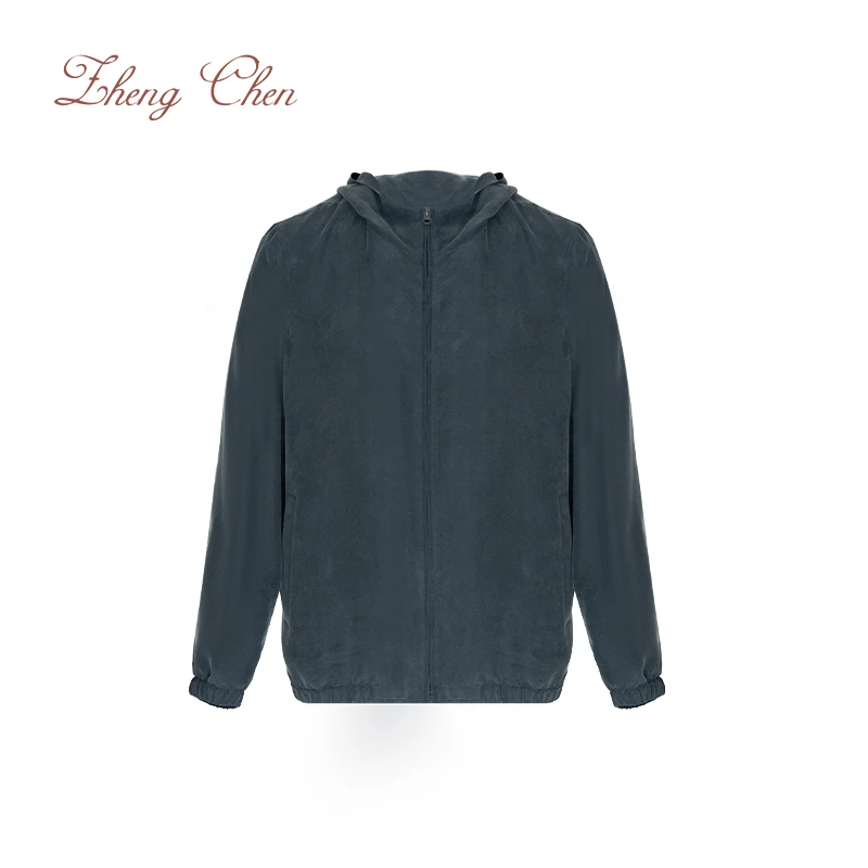（高端黑标）雾面100纯桑蚕丝轻薄微廓连帽夹克 S-K10032