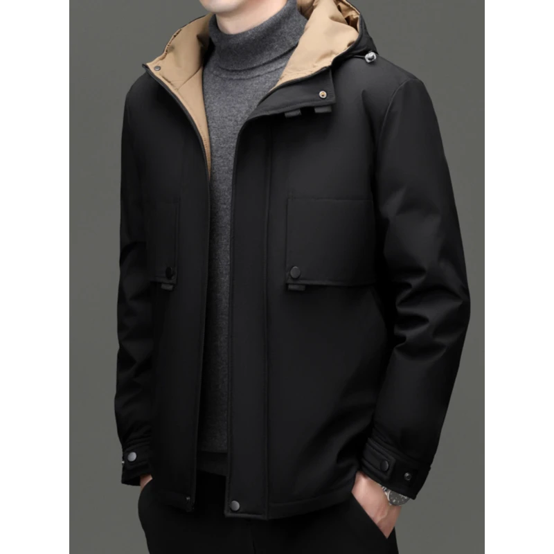 羽绒服男士冬季休闲鸭绒短款连帽加厚保暖外套中青年男装防寒服潮