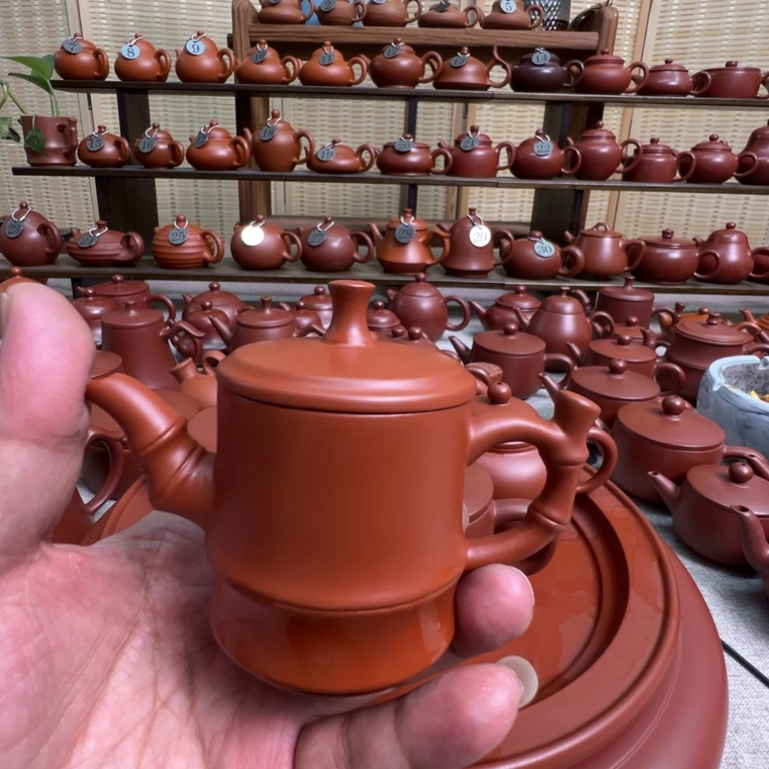 胜***五茶壶紫砂潮州手拉朱泥壶，微瑕不退换