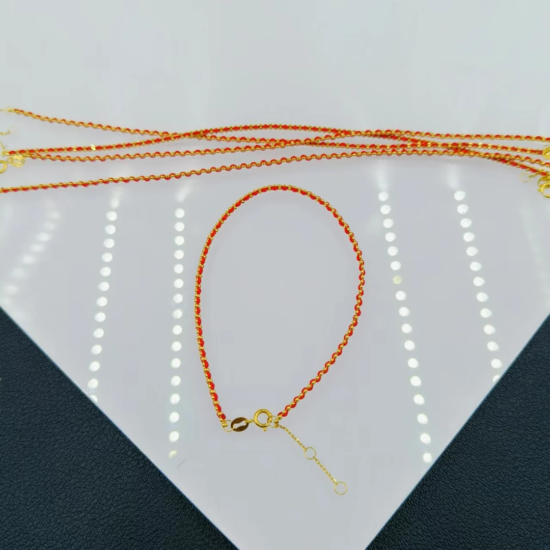 「戴琴珠宝」YZ3606-18k金编织红绳配件(多样性发其一)