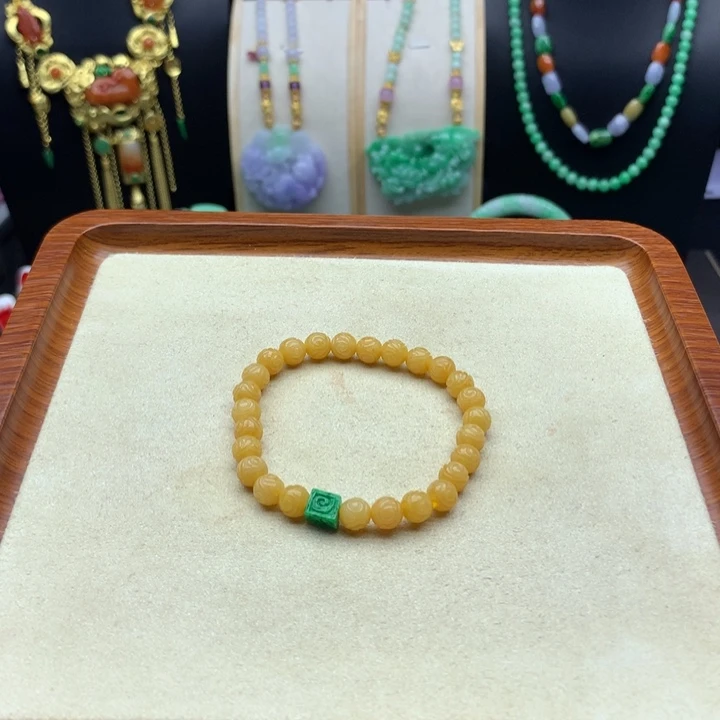 翡翠未镶嵌手链黄翡手串