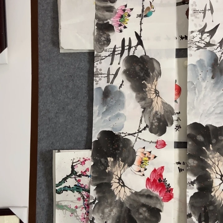 国画荷花床头画138宽度