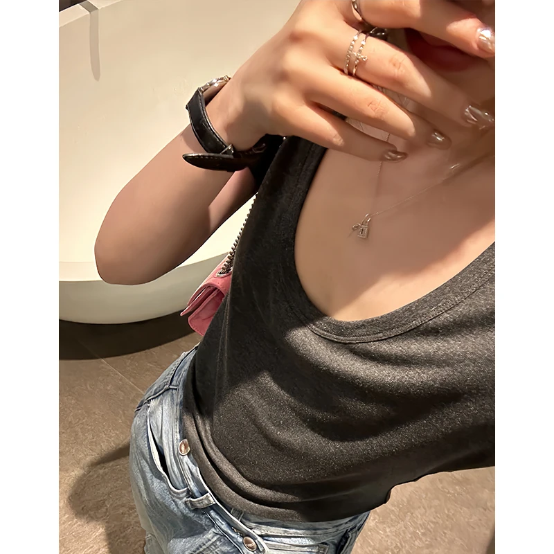 夏日垂垂正肩U领多色基础舒服好穿tee短袖T恤2025夏季新款休闲