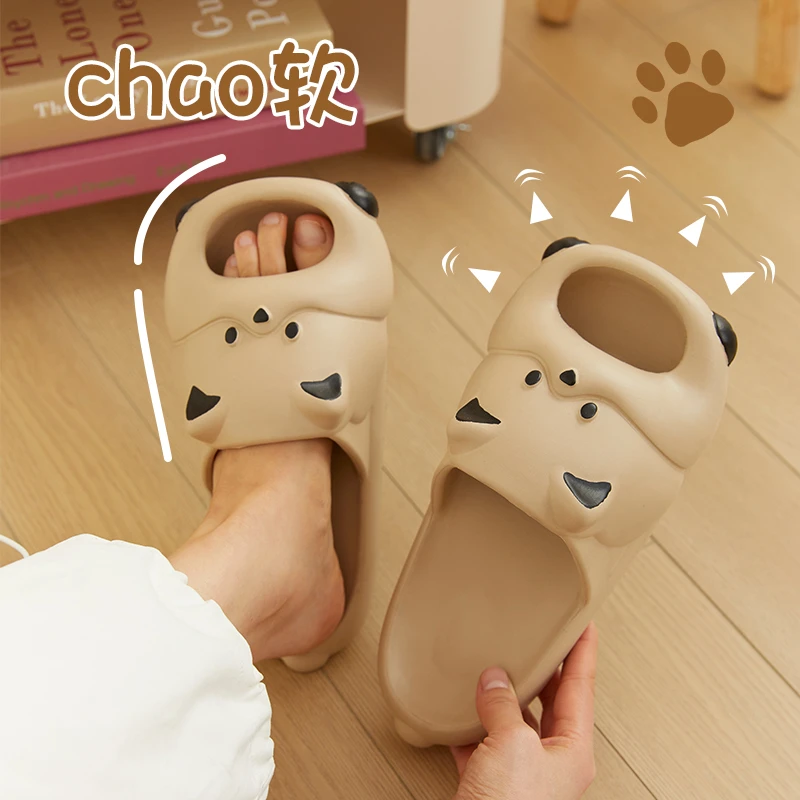 卡通小狗拖鞋女夏季厚底防滑情侣ins家用2025新款室内软底凉拖鞋