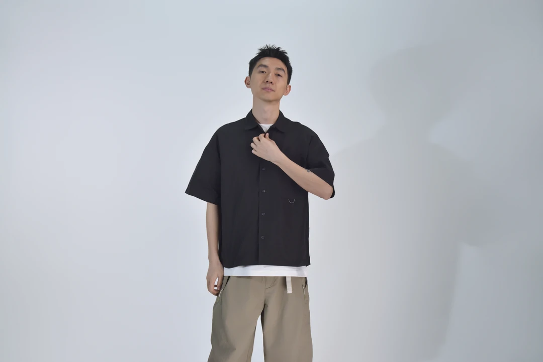 户外山系轻量化宽工装机能松纯色速干衬衫百搭潮流短袖男女同款