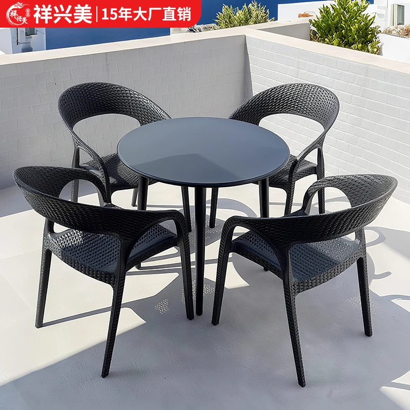 休闲碳钢小圆餐桌椅正方形阳台洽谈咖啡桌奶茶店户外摆桌子家用
