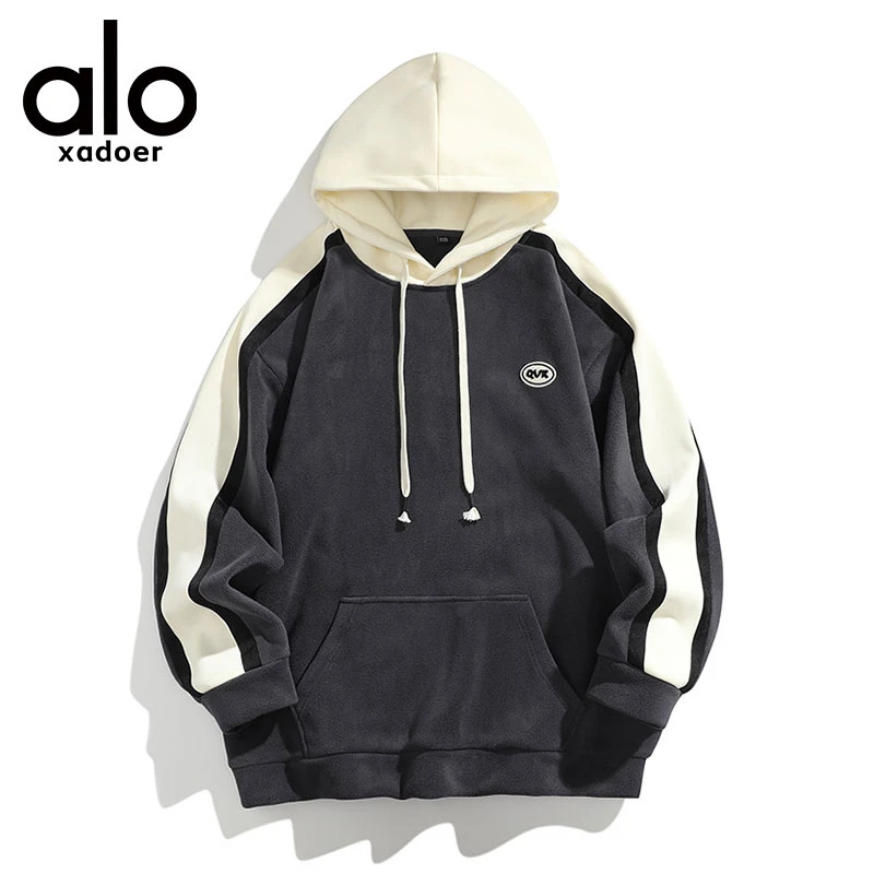 【奥特莱斯】秋冬保暖连帽卫衣复古男士卫衣拼色套头连帽美式卫衣