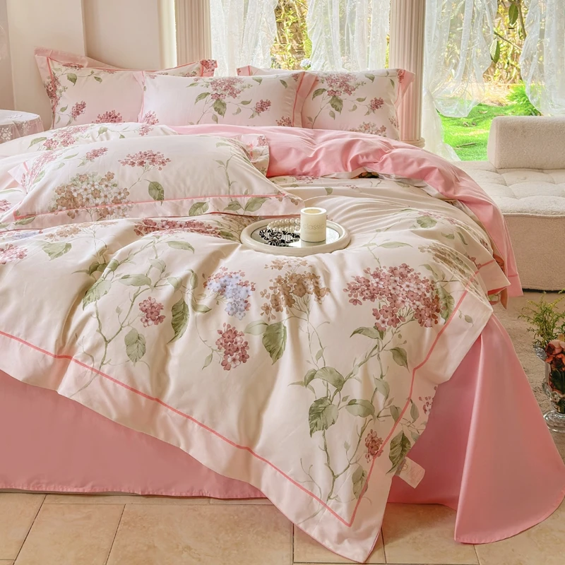 60S新疆长绒棉四件套全棉纯棉法式宽边床单床上被套床笠三件套