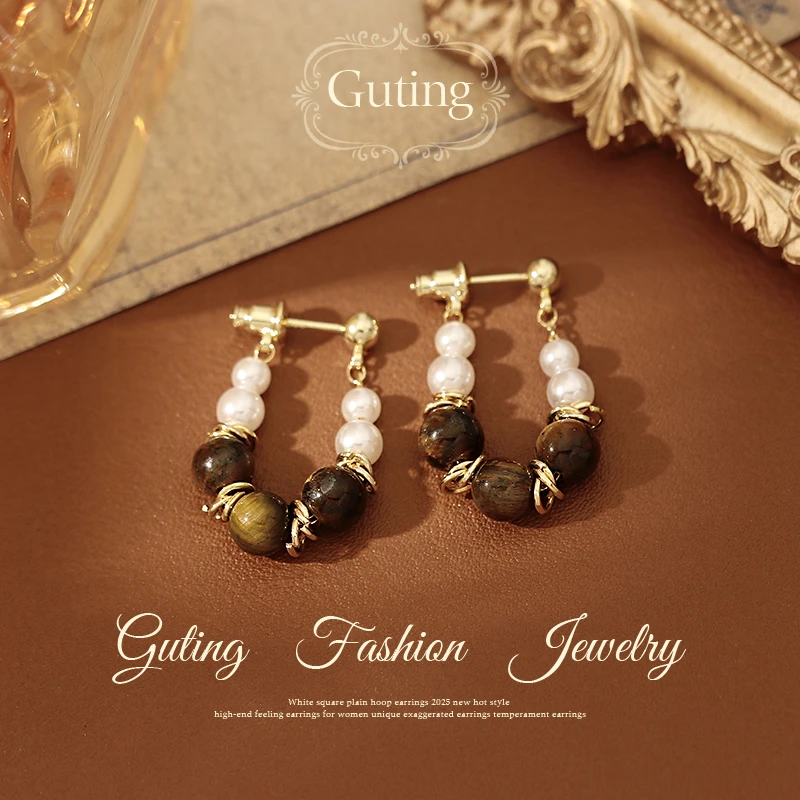 铜合金耳饰 22428美拉德串珠耳坠耳环女高级感耳钉精致百搭耳饰