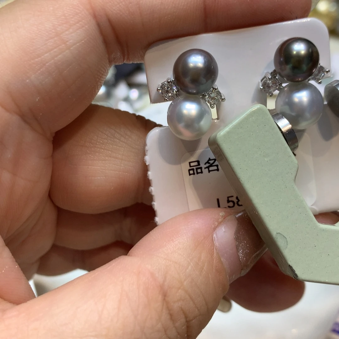 银S925镶嵌海水珍珠耳饰