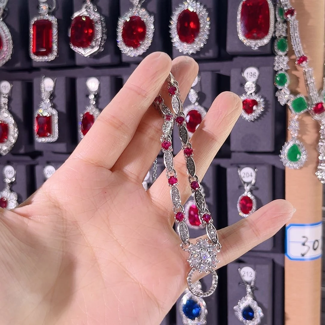 颈饰银S925镶嵌红宝石万能链