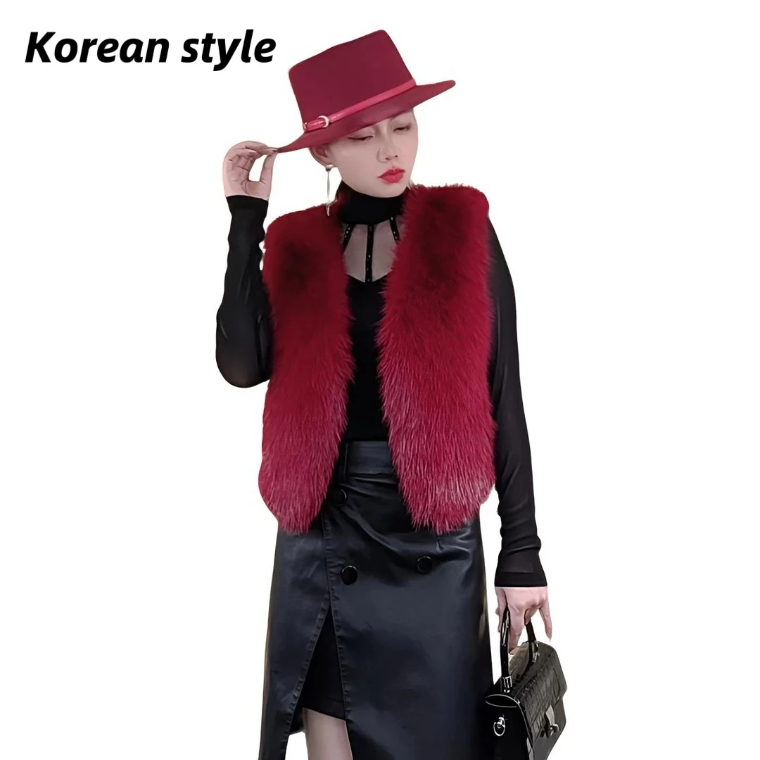 【Koreanstyle】2817奢润狐感毛绒马甲女款秋冬马夹网红冬季时尚