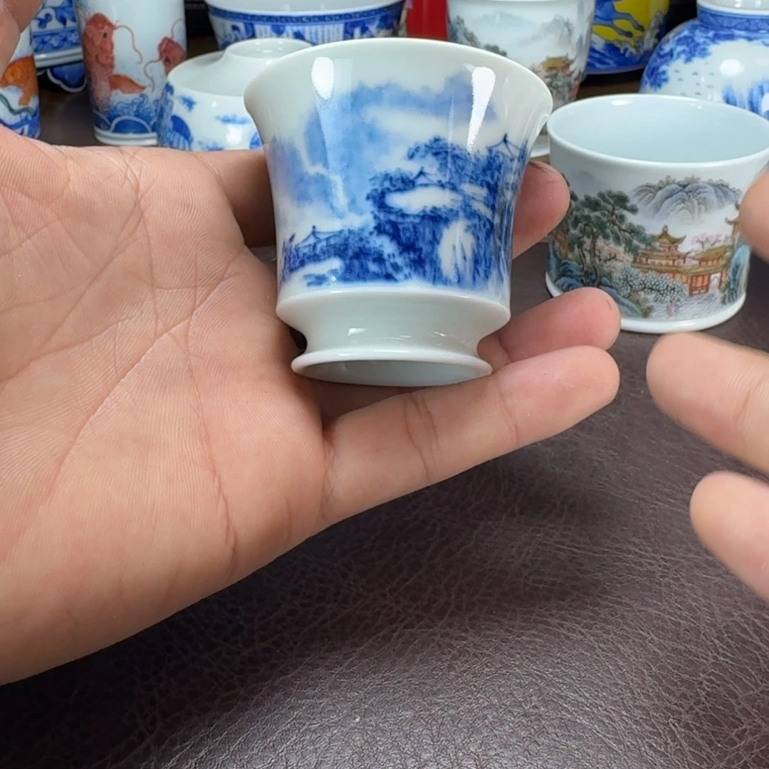 淡***风瓷片当代景德镇陶瓷手绘茶具