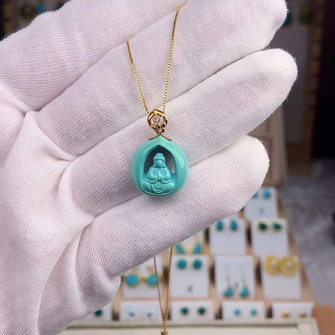 绿松石颈饰18K金镶嵌