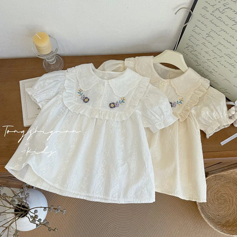 女童夏季新款时尚洋气刺绣花朵衬衫女宝宝休闲时尚品质童装欧若风
