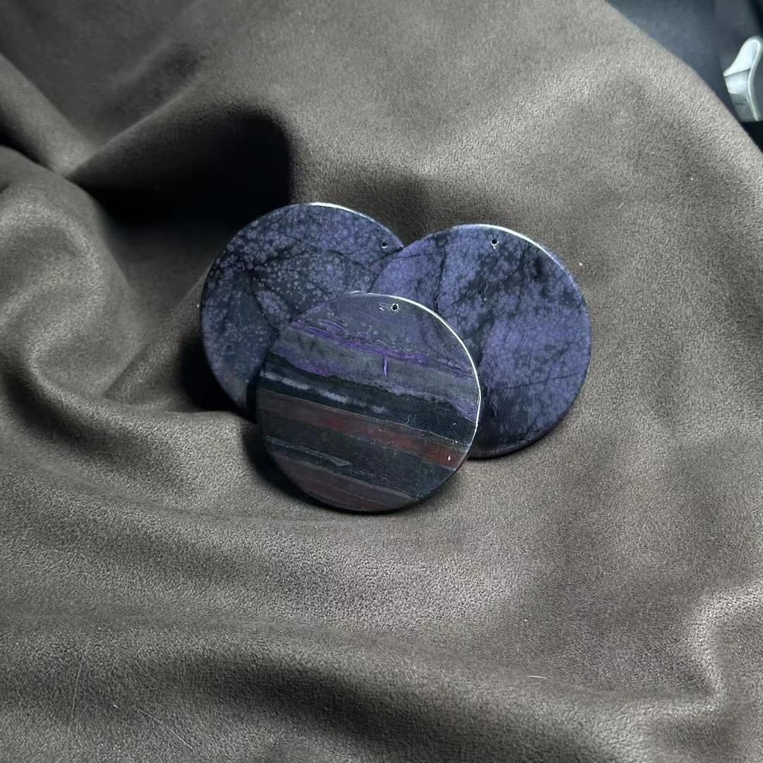 非金属玻璃吊坠 YS9615 黑色紫色SJL圆牌吊坠 多样性发其一